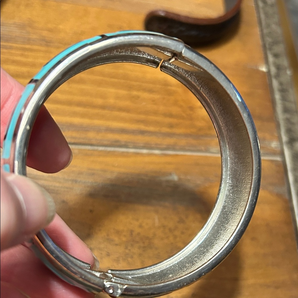 Silver and Turquoise Cuff Bracelet Set - Picture 4 of 4